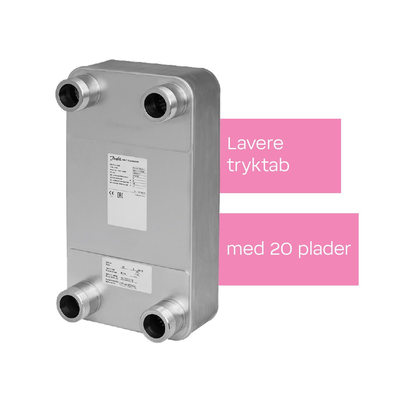 Bedre varmeoverførsel med loddet veksler XB52 20 plader