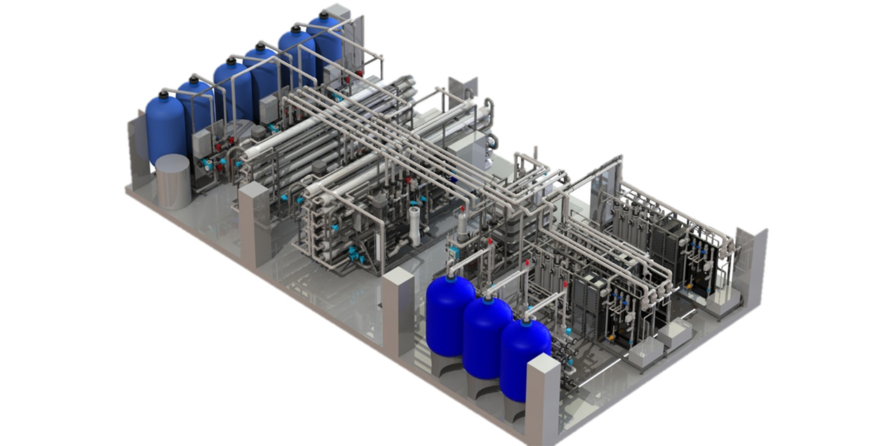 3D tegning af Vandbehandlingsanlæg
