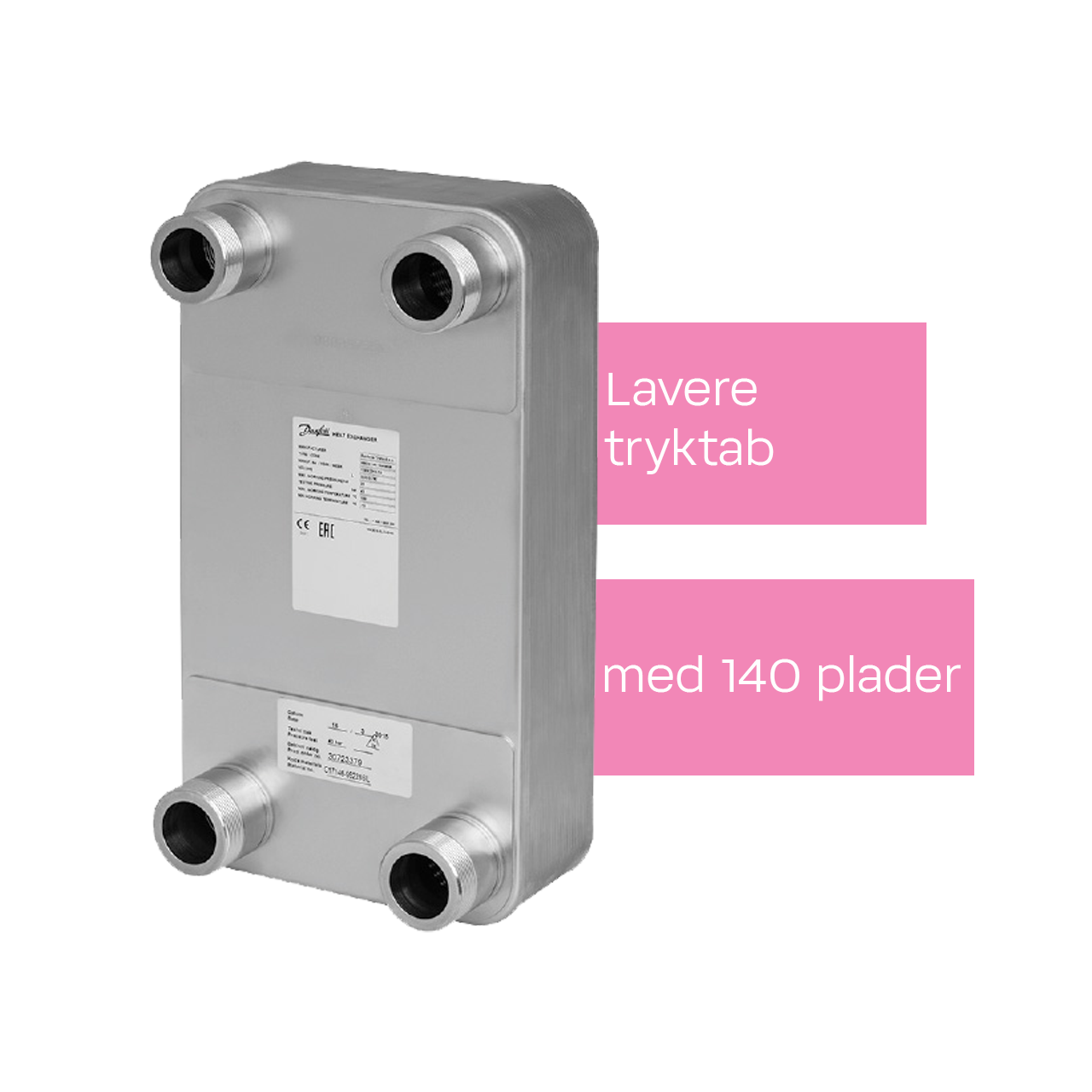 Bedre varmeoverførsel med loddet veksler XB52 140 plader