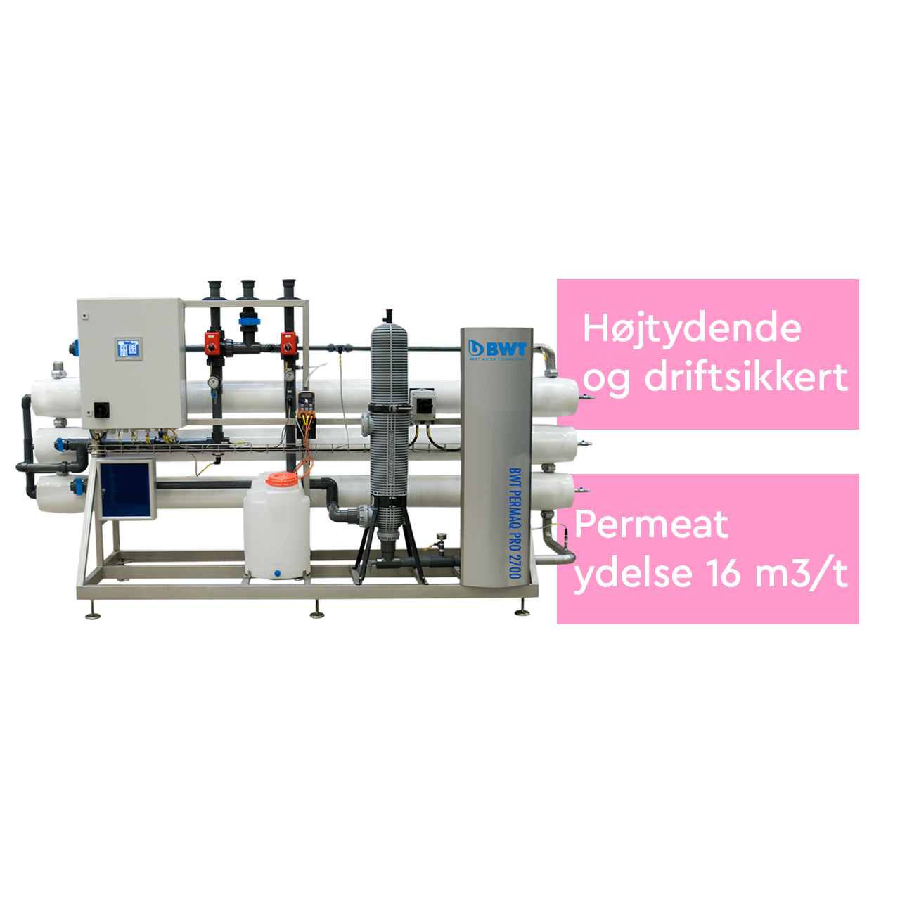 Højtydende omvendt osmoseanlæg med permeat ydelse på 16 m3/t