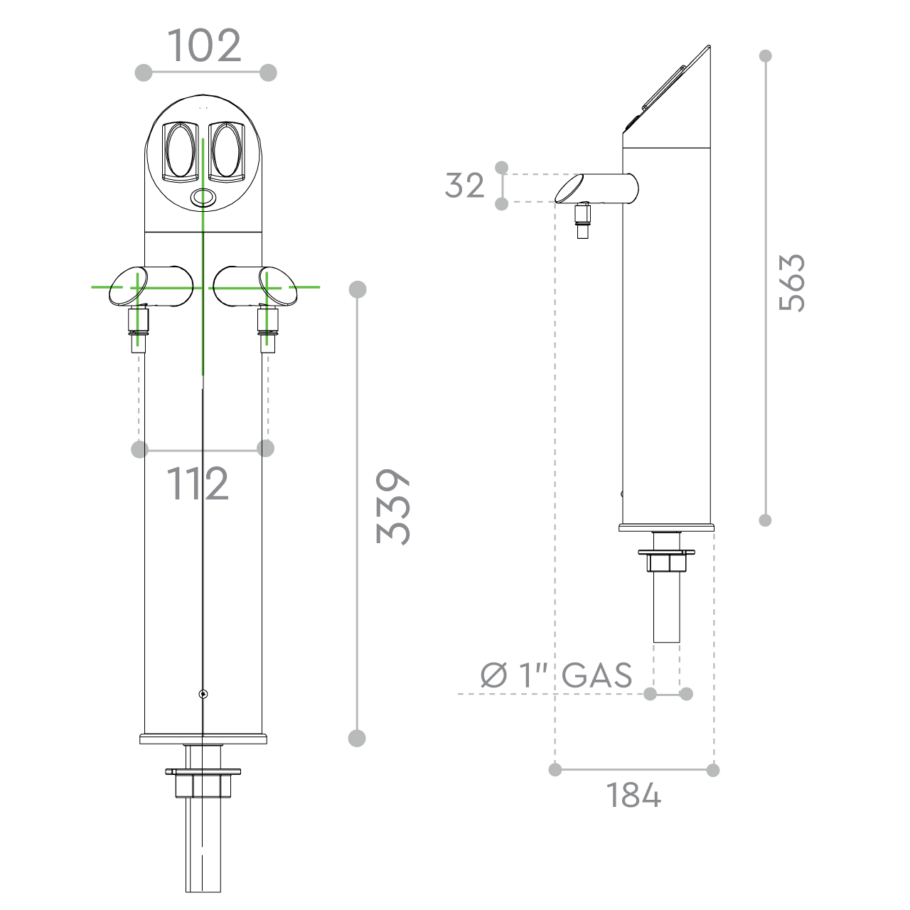 bwt-vandkoler-teknisk-tegning-aqa-drink-wb-tap-3e