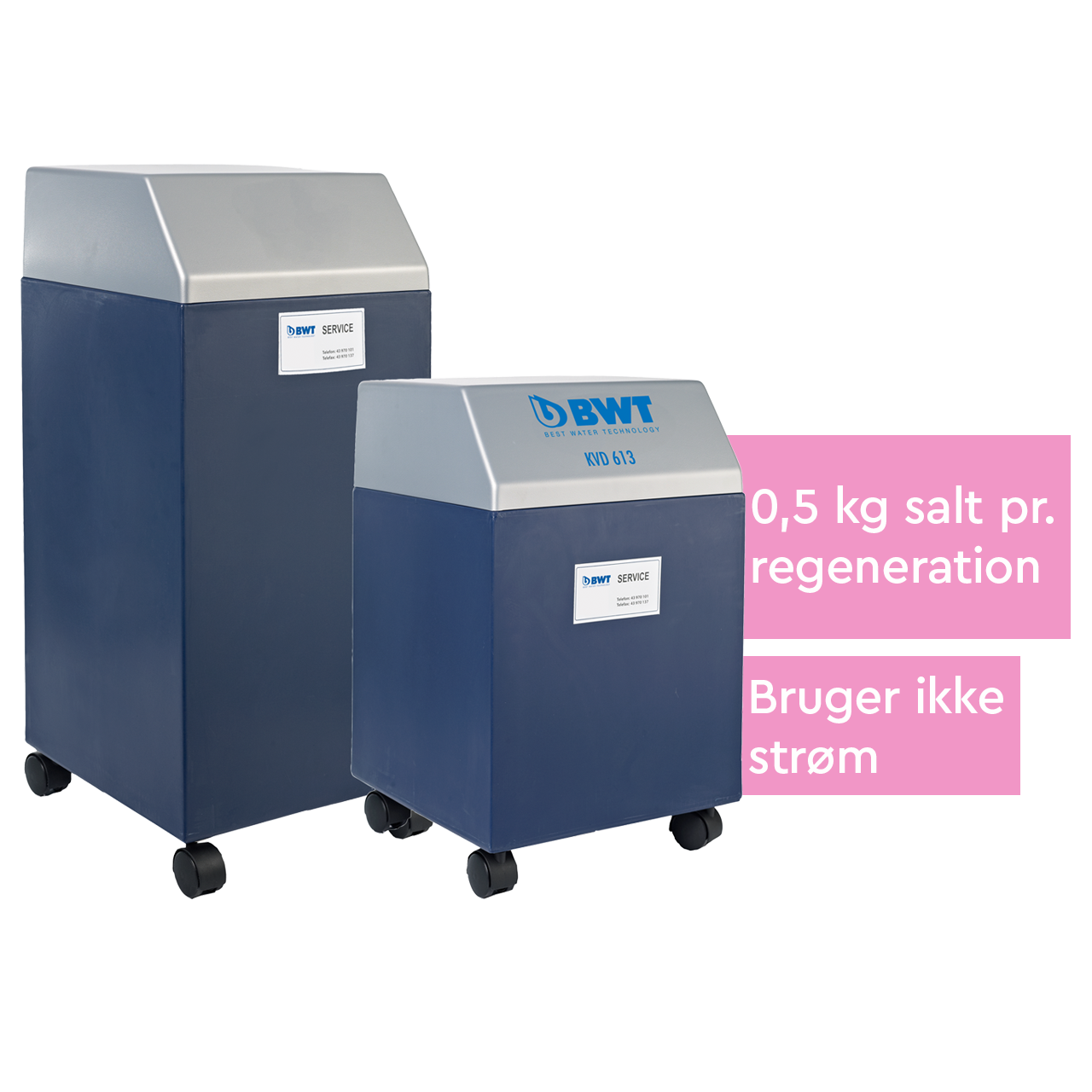 Blødt vand med saltforbrug på 0,5 kg pr. regeneration 