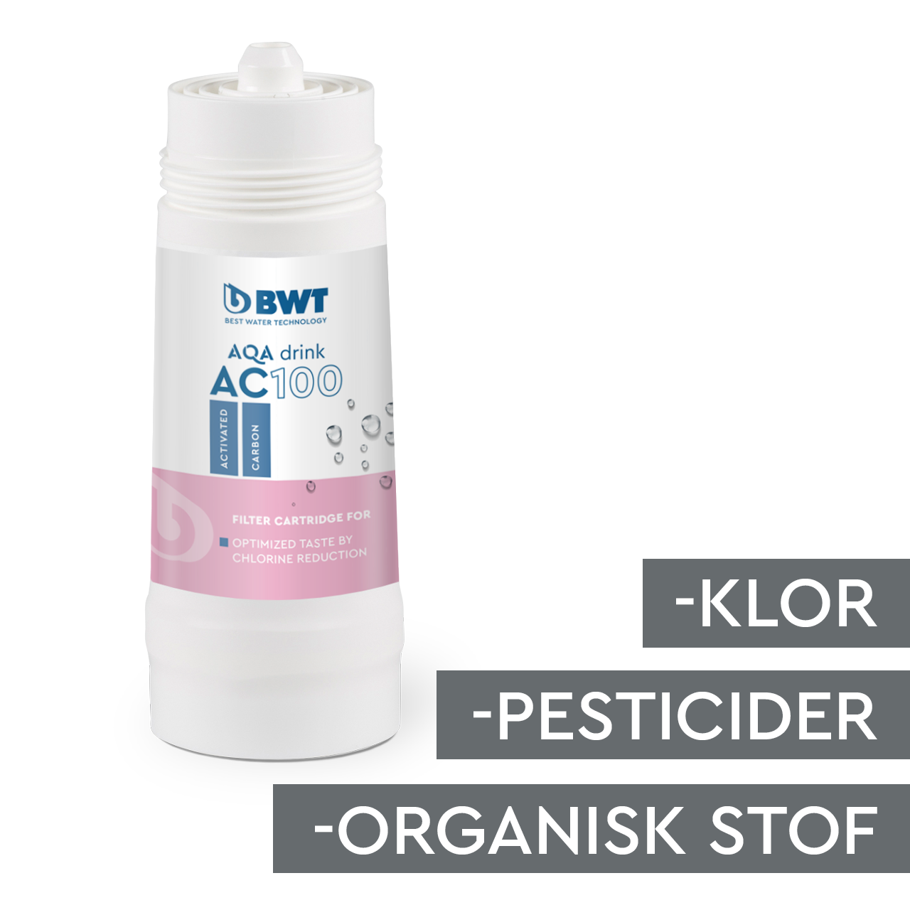 aqa drink, vandfilter, ac100, aktivt kulfilter