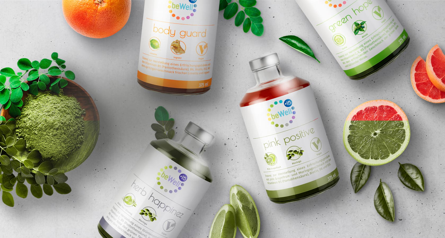 beWell Flaschen liegend