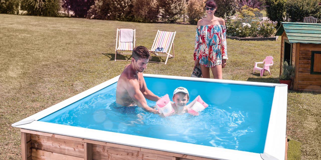 Holzpool klein mit Abdeckung