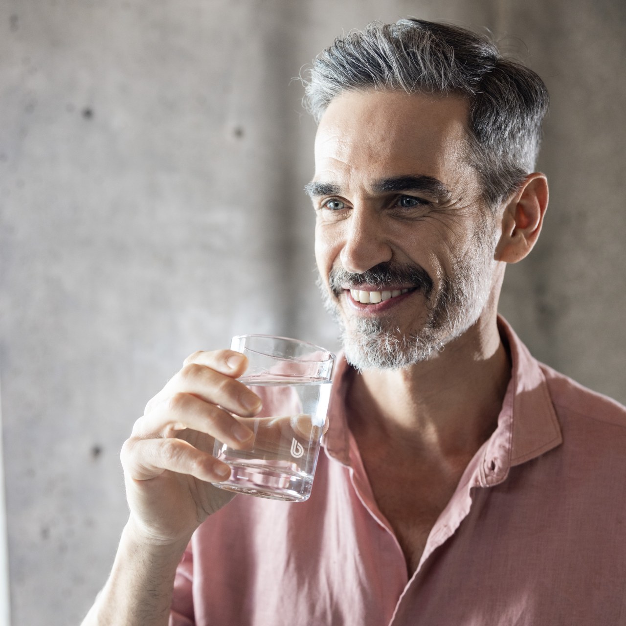 A man drinking water