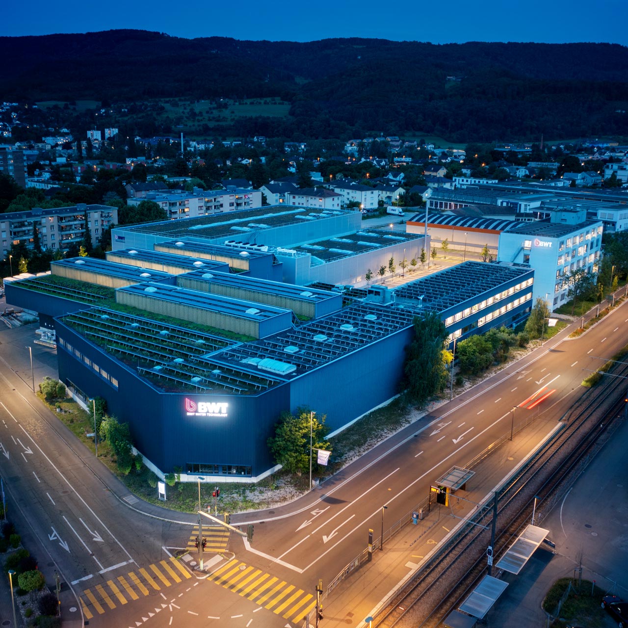 BWT AQUA AG Gebäude, Drohnensicht.