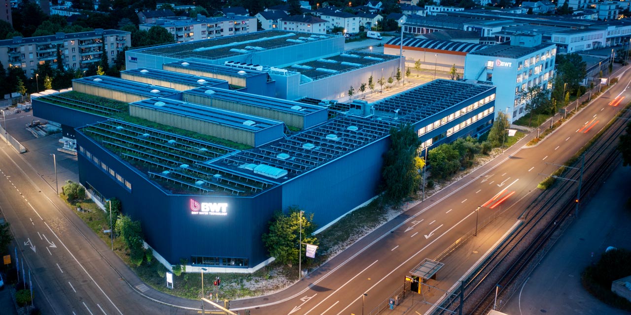 BWT AQUA AG Gebäude, Drohnensicht.
