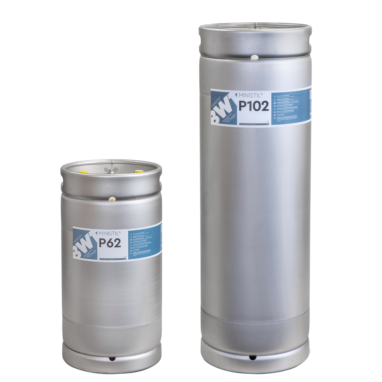 Zwei unterschiedlich grosse BWT‑Vollentsalzungspatronen der MINISTIL‑Serie, Modelle für höhere Kapazitäten