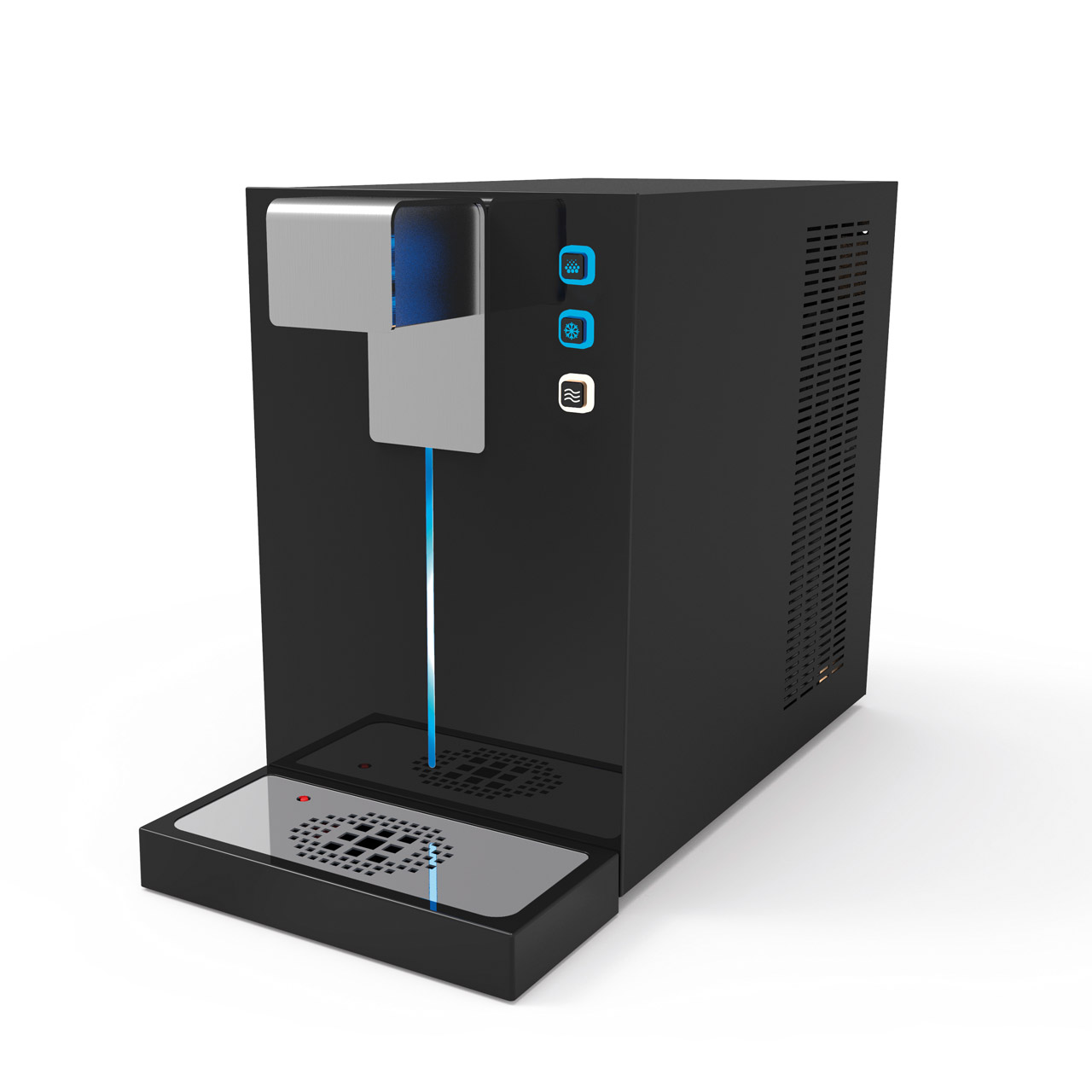 Schwarzer Wasserspender für einen Tisch