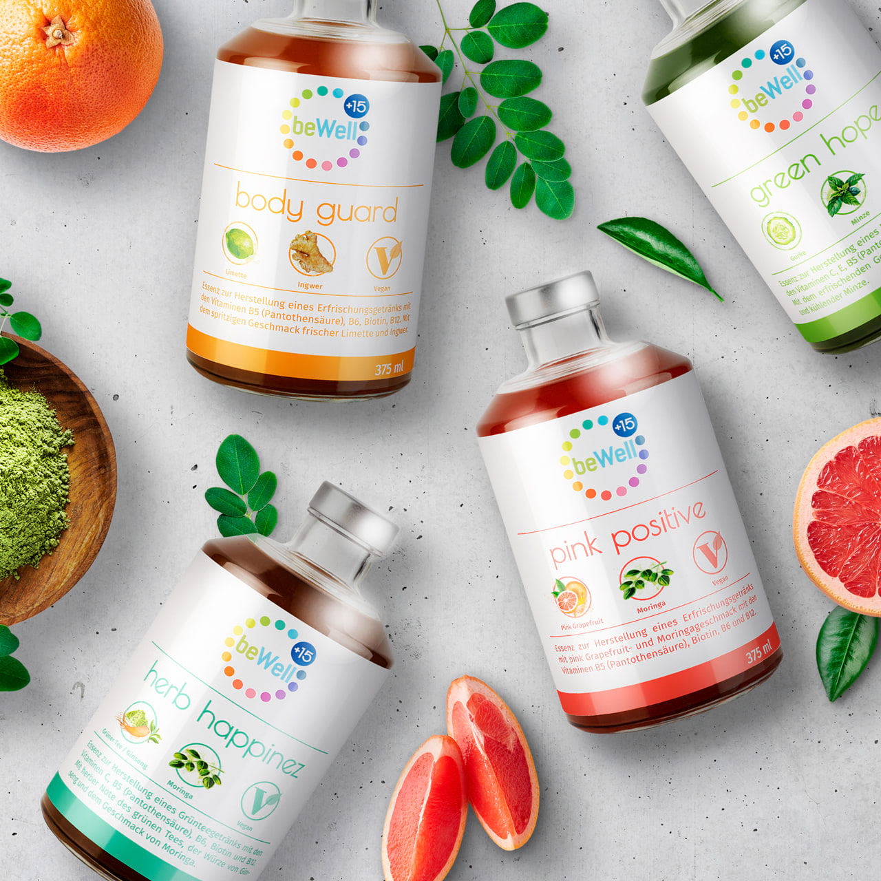 beWell Flaschen liegend