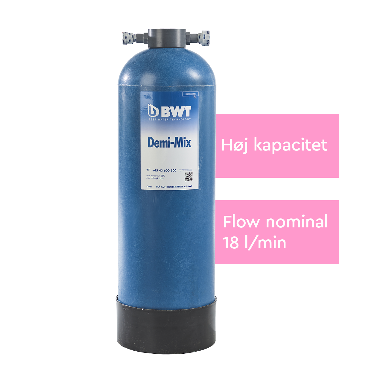 BWT Demi-mix ionbaseret demineraliseringsfilter, flow nominal 18 l/min