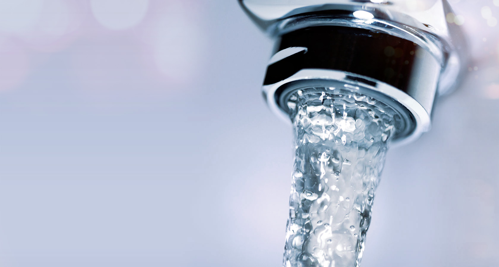 Water running from faucet