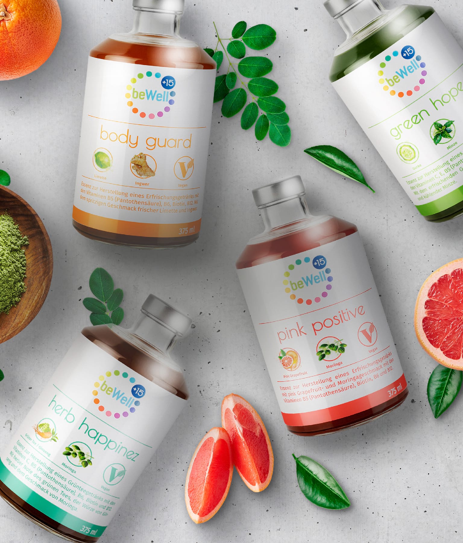 beWell Flaschen liegend