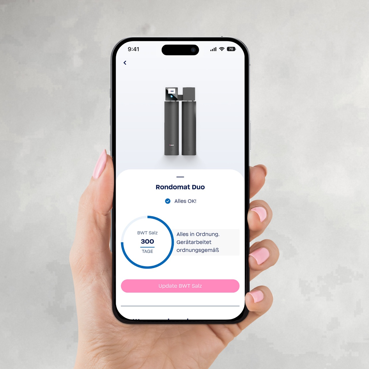 BWT App: Rondomat alles ok