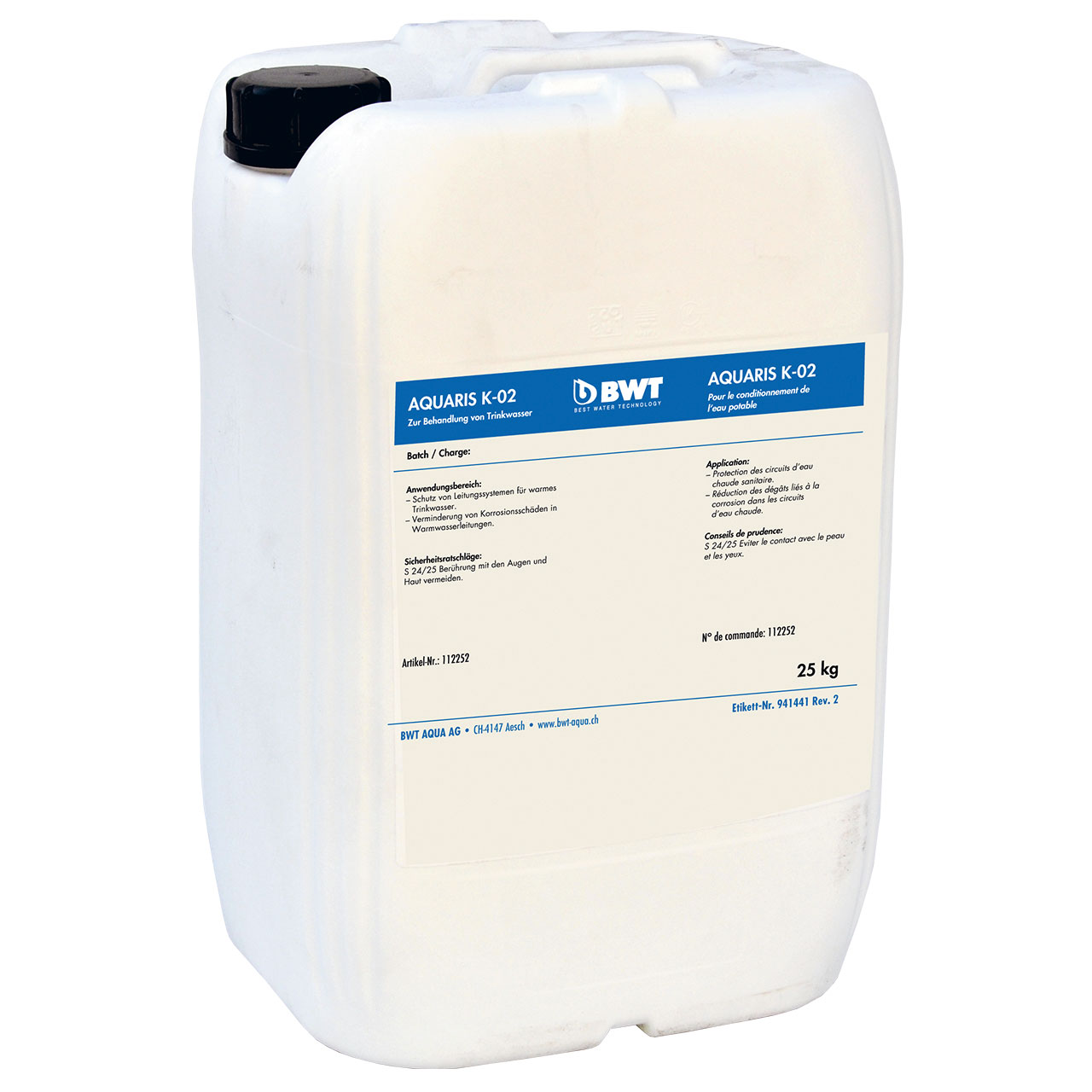 Caisse blanche avec substance active BWT pour le conditionnement de l'eau