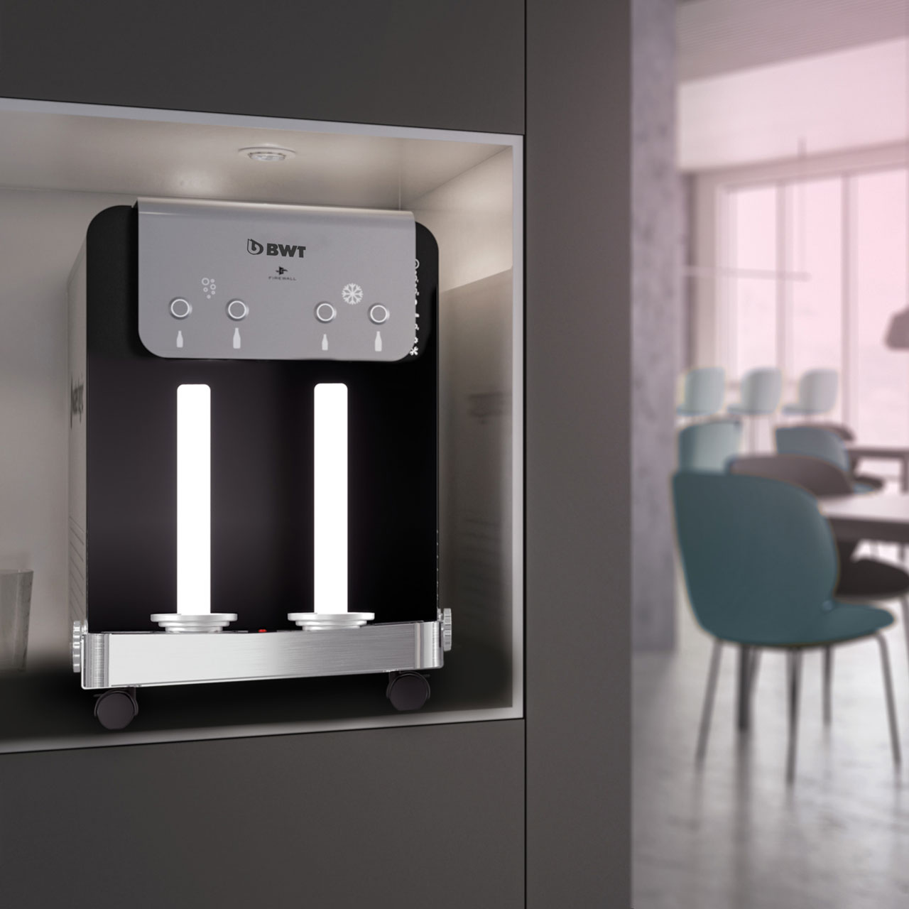 Distributeur d'eau dans un restaurant.