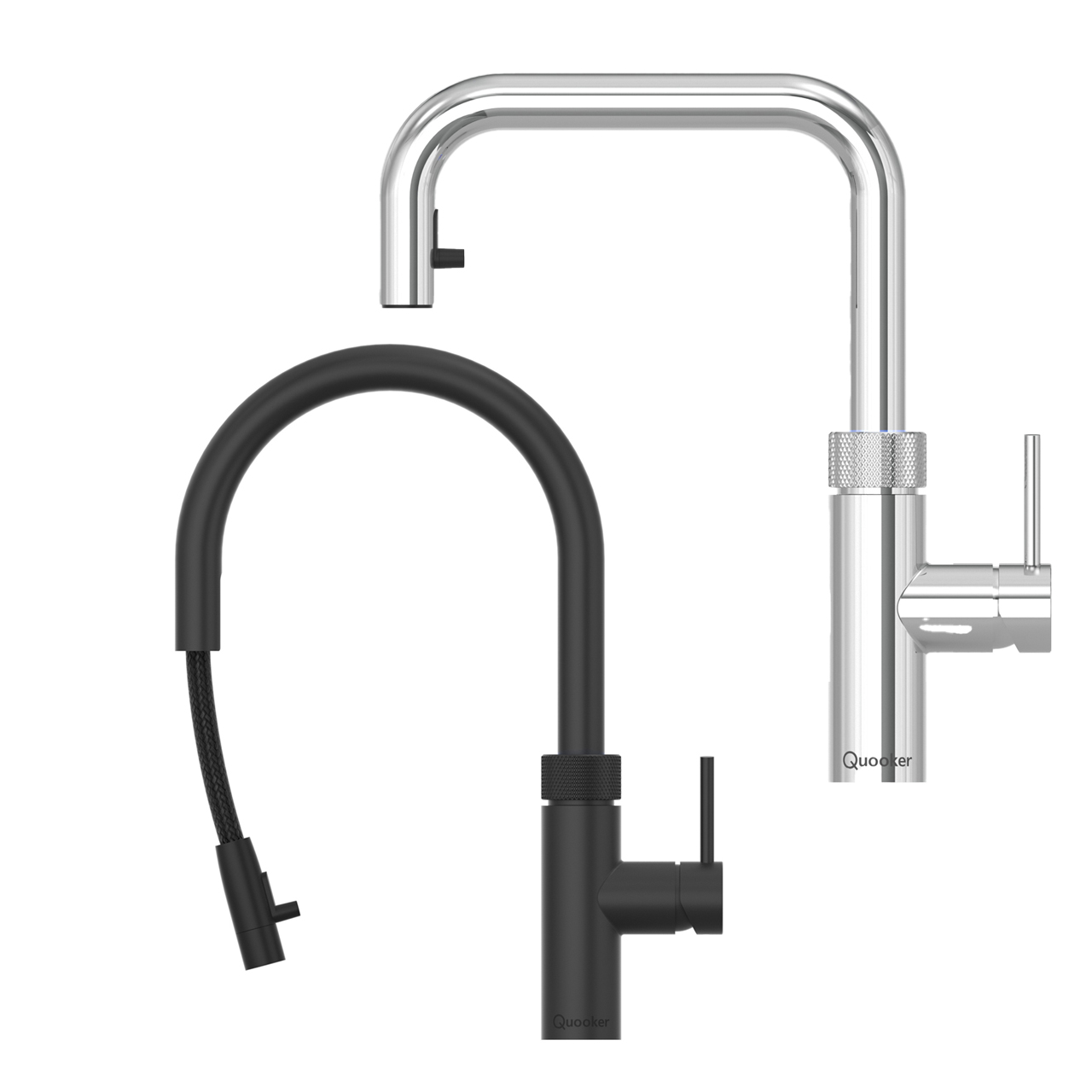 Deux robinets / robinetteries, dont un avec bec extractible.