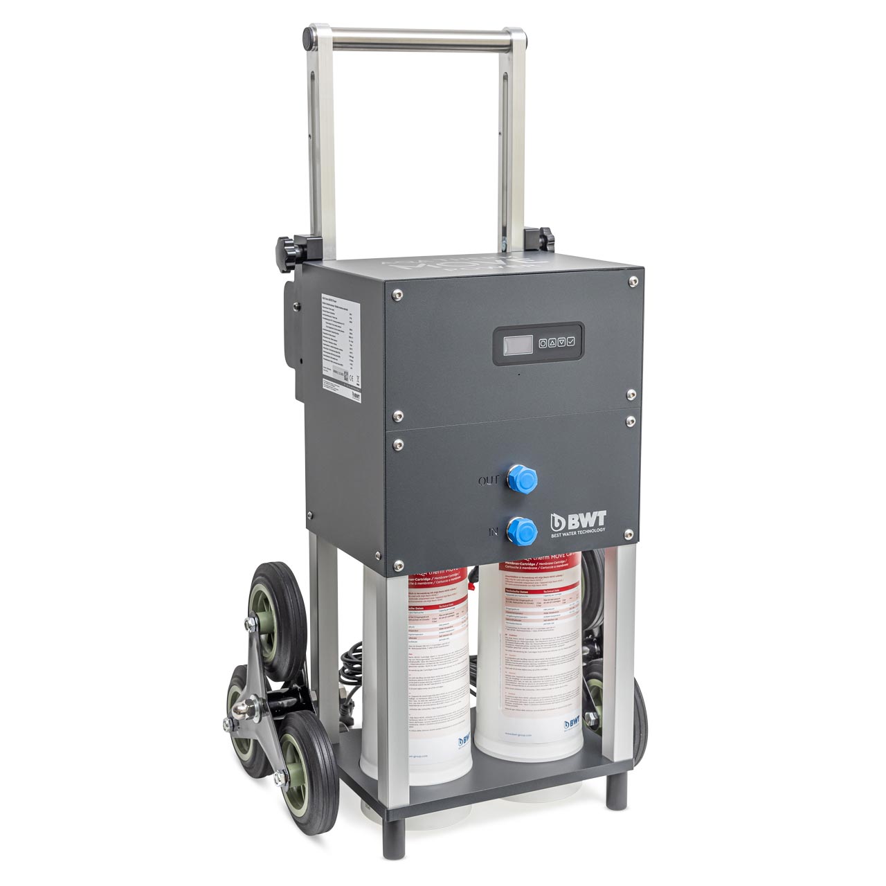 Appareil deux avec deux bouteilles pour le traitement de l'eau de chauffage.