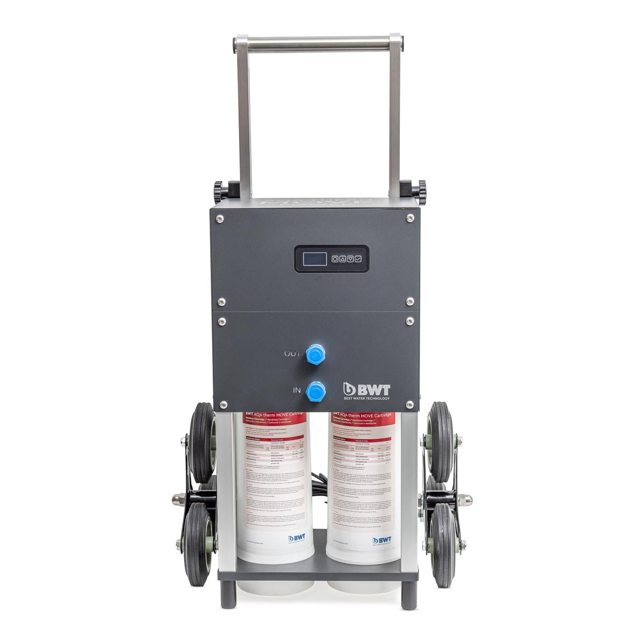 Appareil deux avec deux bouteilles pour le traitement de l'eau de chauffage.