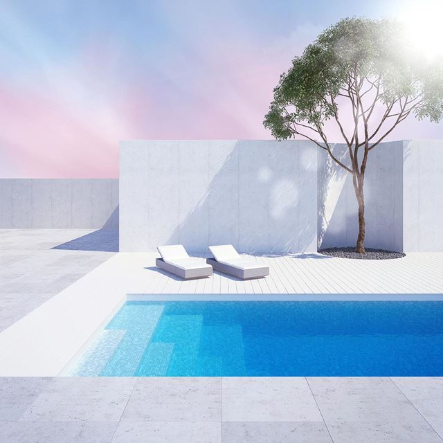 ambiance piscine extérieure et transats