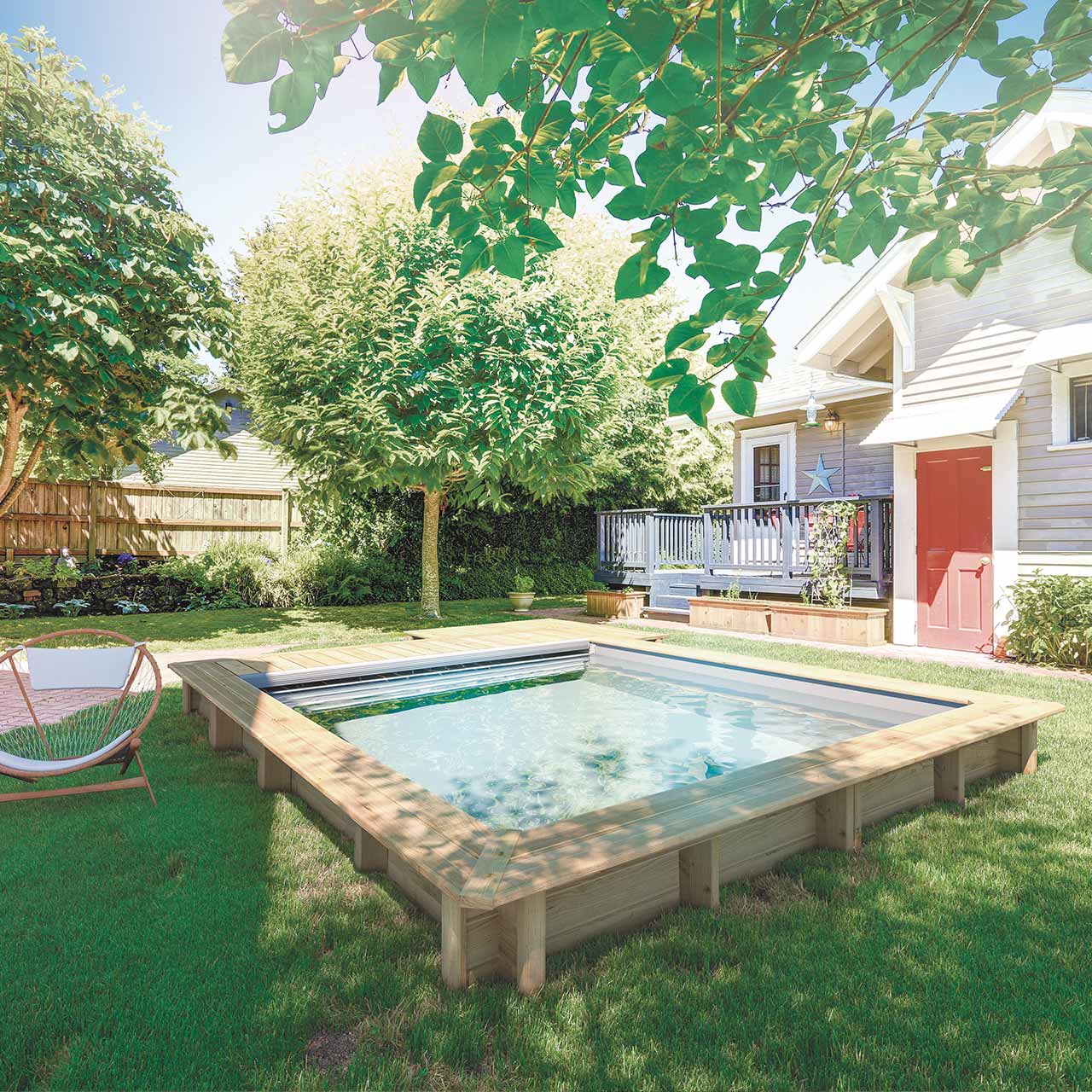 jardin avec piscine bois hors sol