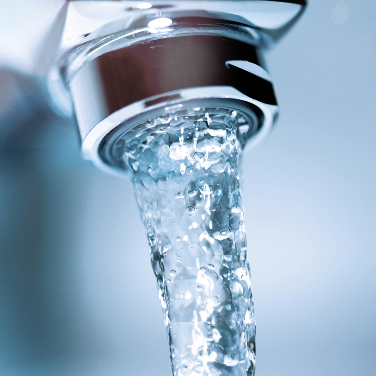 Water running from faucet