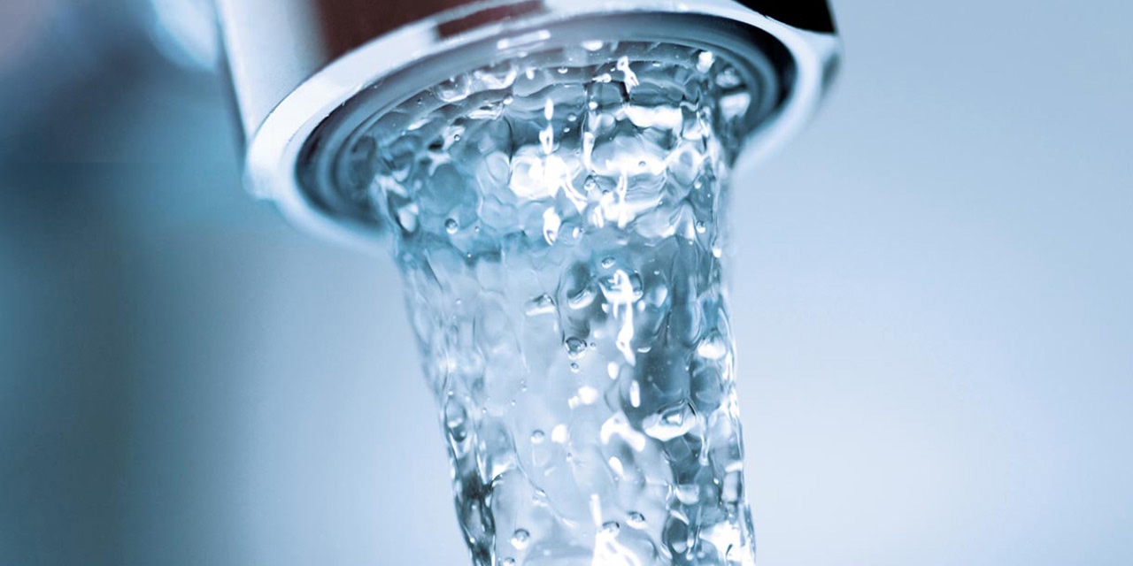 Water running from faucet