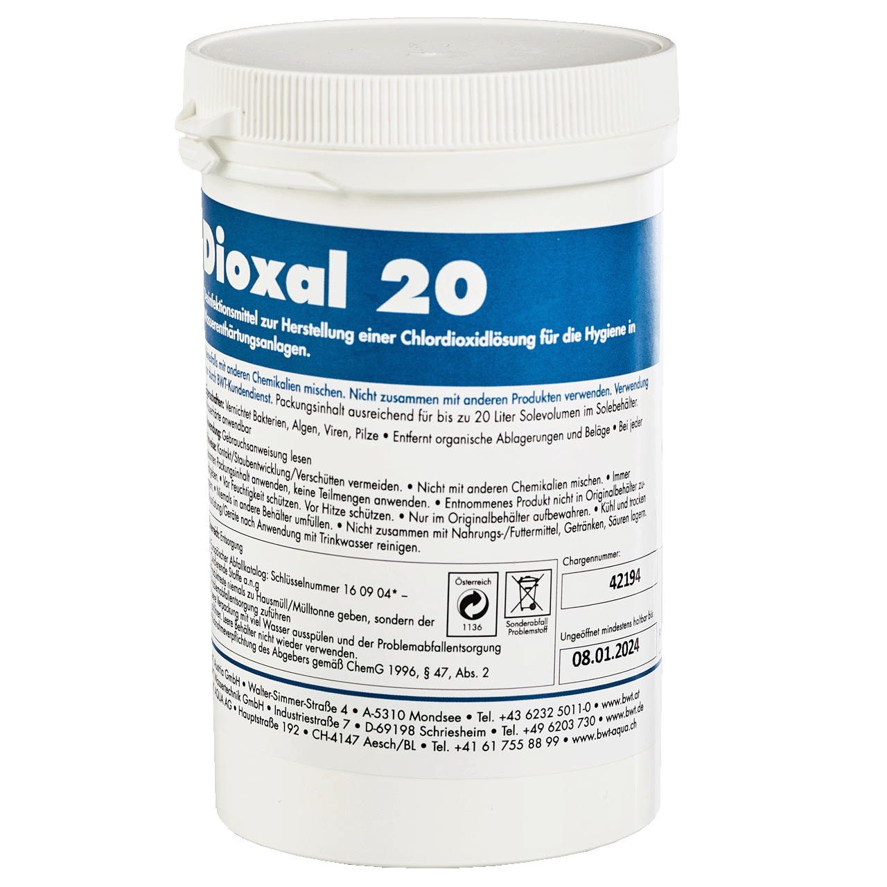 BWT dioxal desinfeksjonspulver til kalkfilter