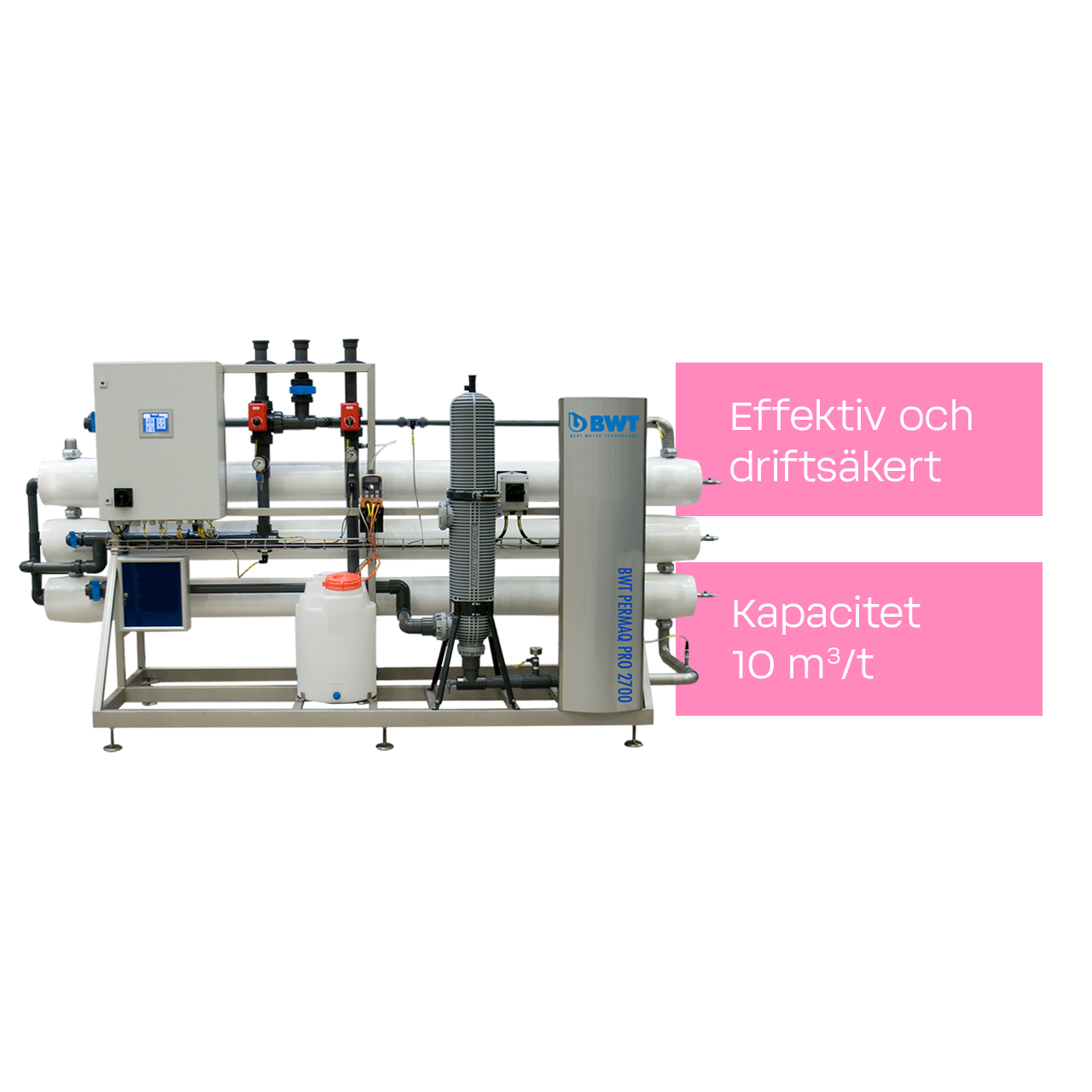 Högpresterande omvänd osmosanläggning med permeatkapacitet 10 m3/t